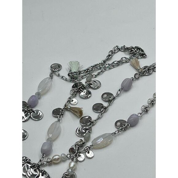 Stella & Dot Silver Baubles Freshwater Pearls Fringe Agate Long Necklace 36”‎ - Picture 10 of 10